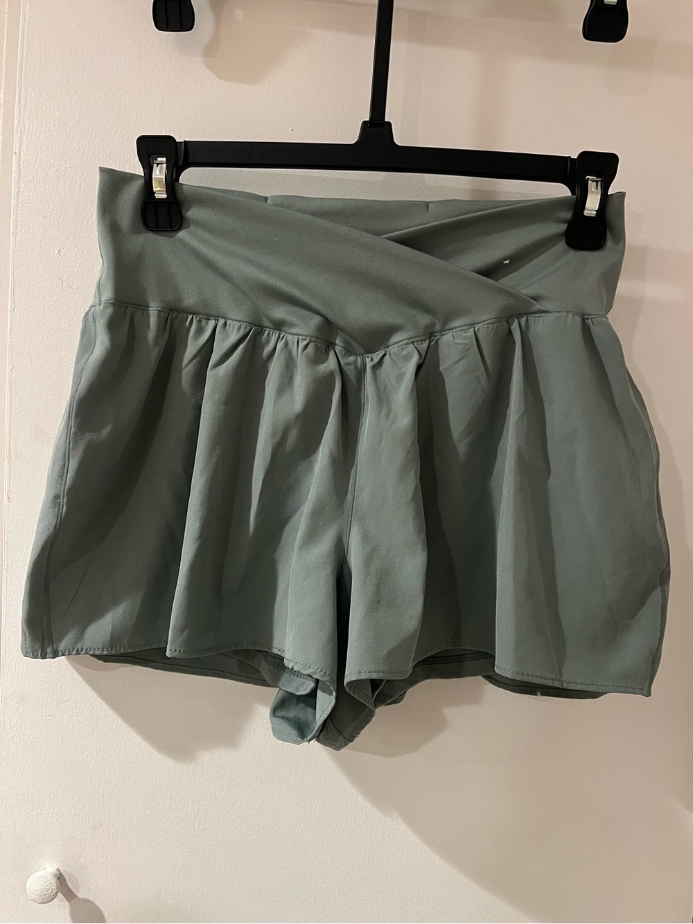 Women's Athletic Fold-Over Waist Shorts - Sage Green